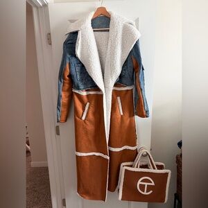 Telfar Denim and Tan Teddy Jacket